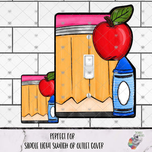 Pencil Apple and Crayon Outlet Cover Design