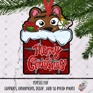 Merry Christmas Bear in Chimney Design