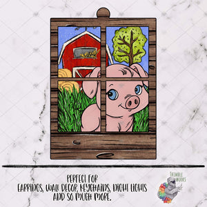 Pig Window Frame Sublimation Design