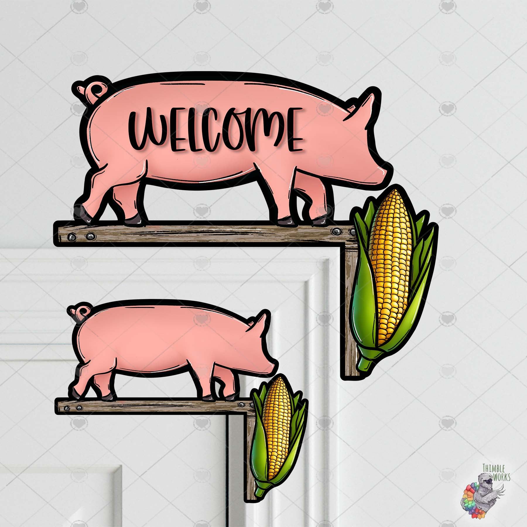 Welcome Pig Corner Sitter Design