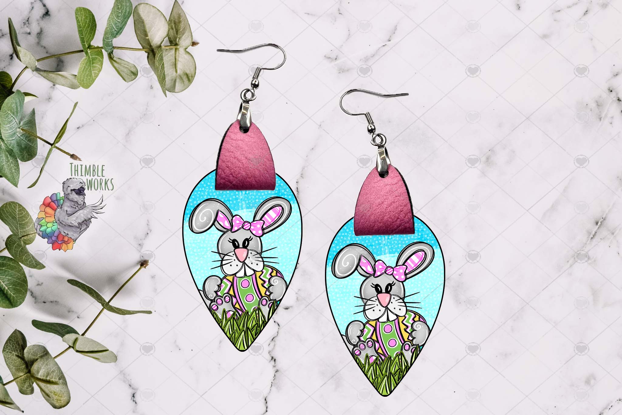 Easter Bunny Teardrop Leather Earring Design