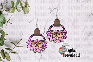 Leopard Cactus Flower Leather Earring Sublimation Design