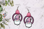 Load image into Gallery viewer, Pink Plaid Gnome Leather Earring Design
