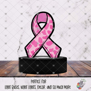Pink Cow Print Awareness Ribbon Light Base Design