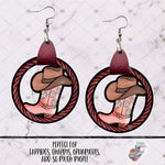 Load image into Gallery viewer, Pink Daisy Cowboy Boot Leather Earring
