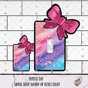 Pink Glitter Bow Outlet Cover Design