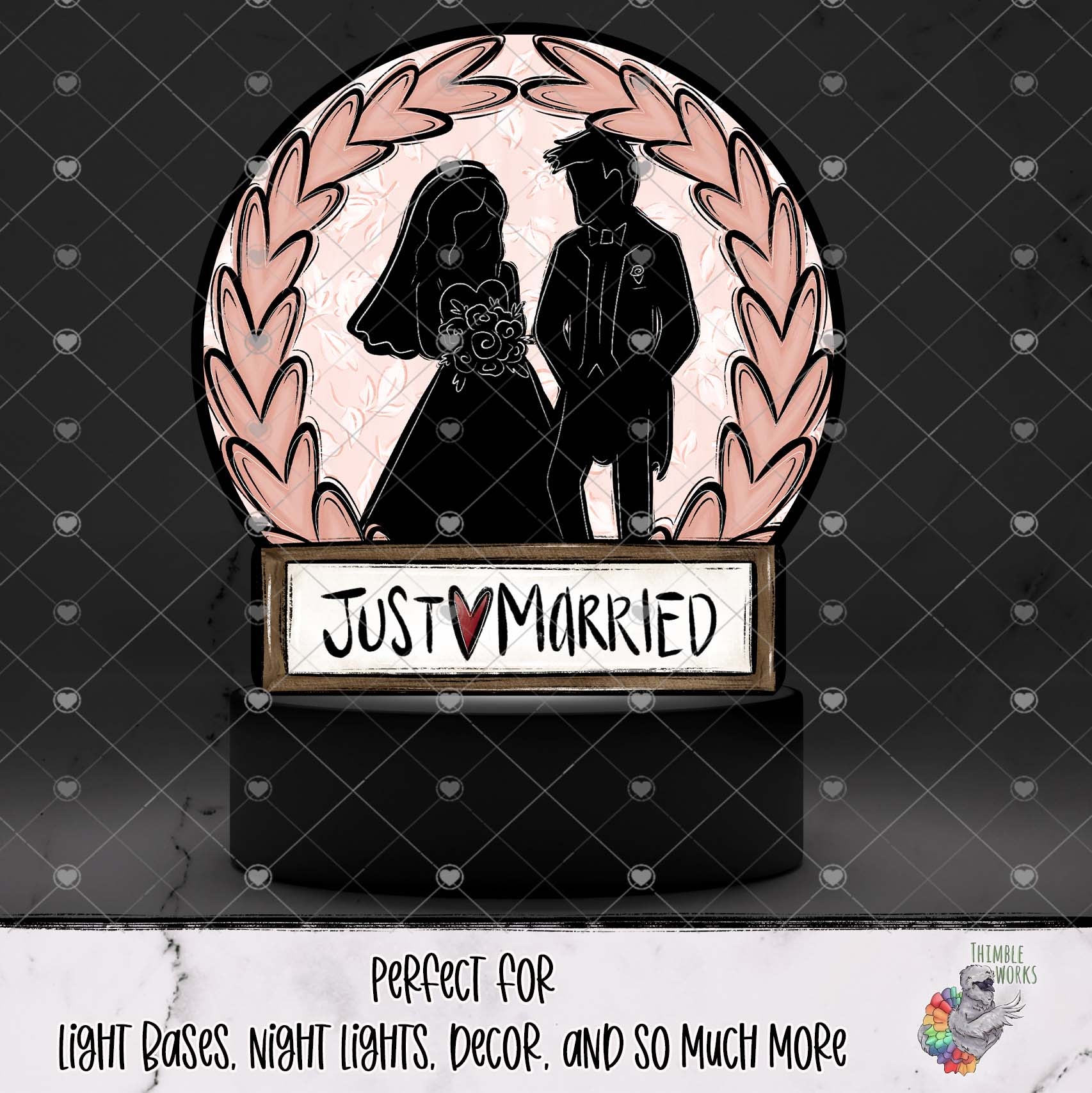 Pink Just Married Light Base Design