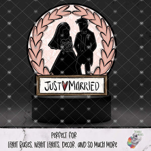 Pink Just Married Light Base Design