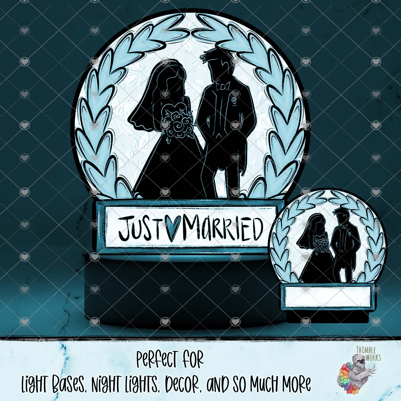 Pink Just Married Light Base Design