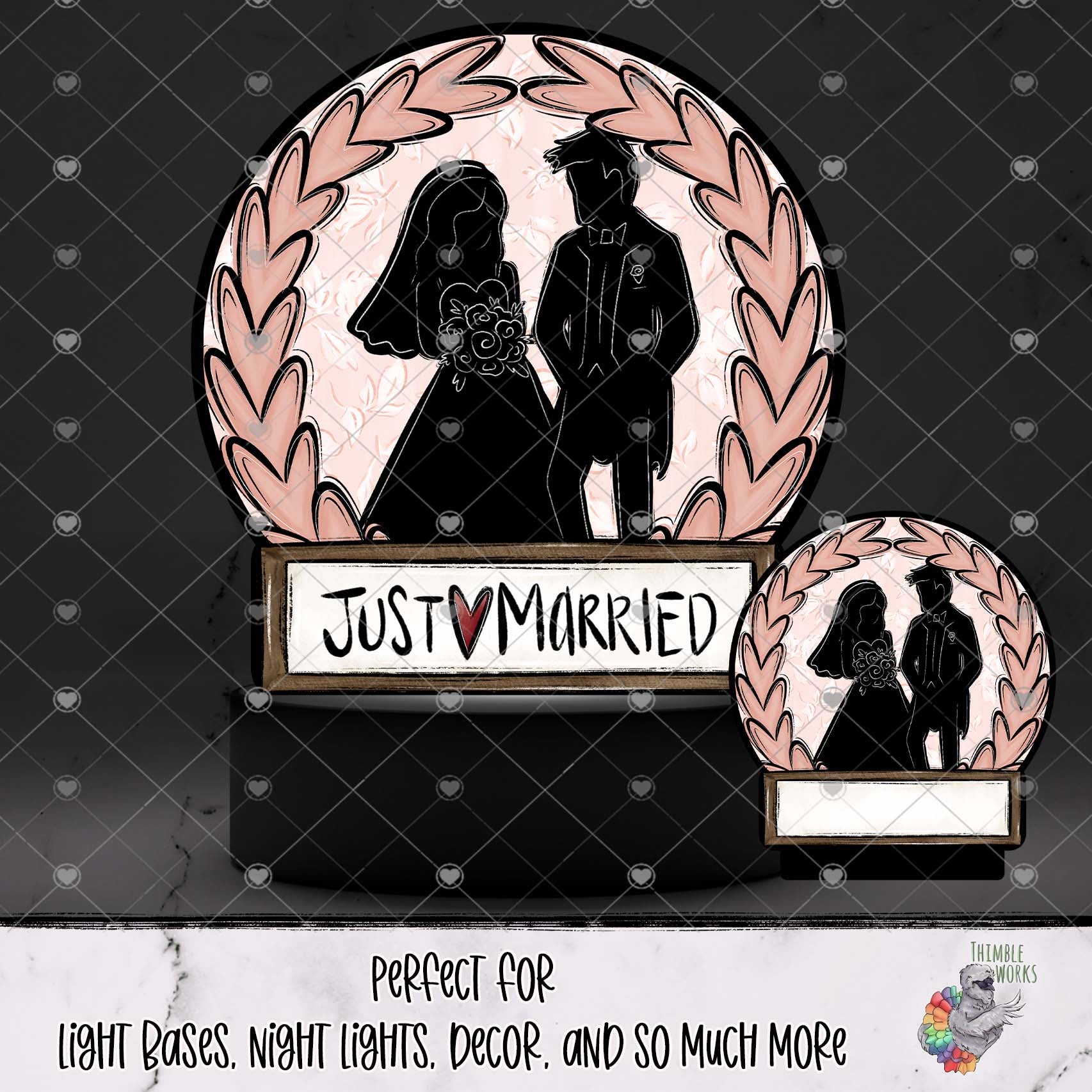 Pink Just Married Light Base Design