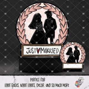 Pink Just Married Light Base Design