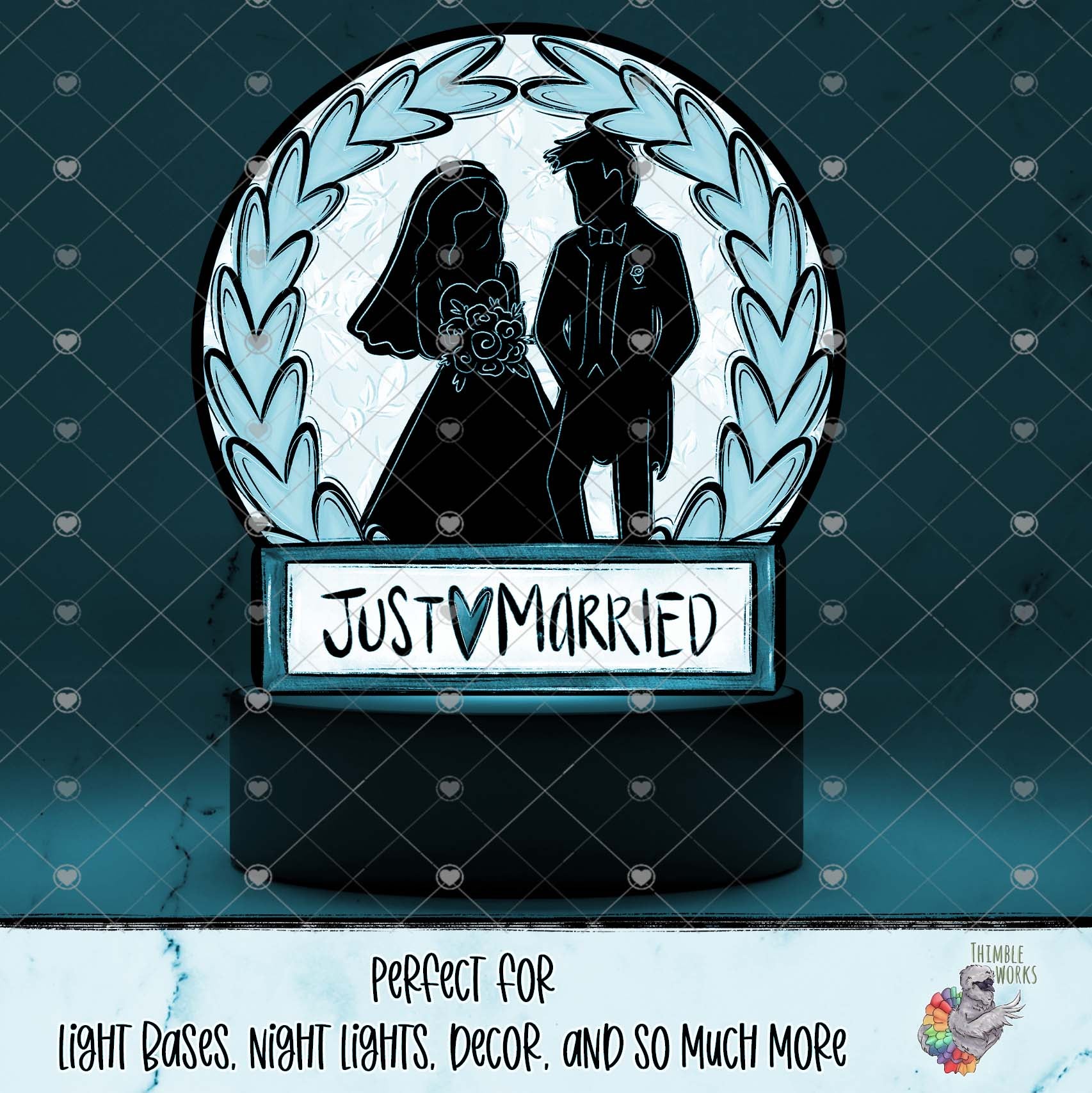 Pink Just Married Light Base Design