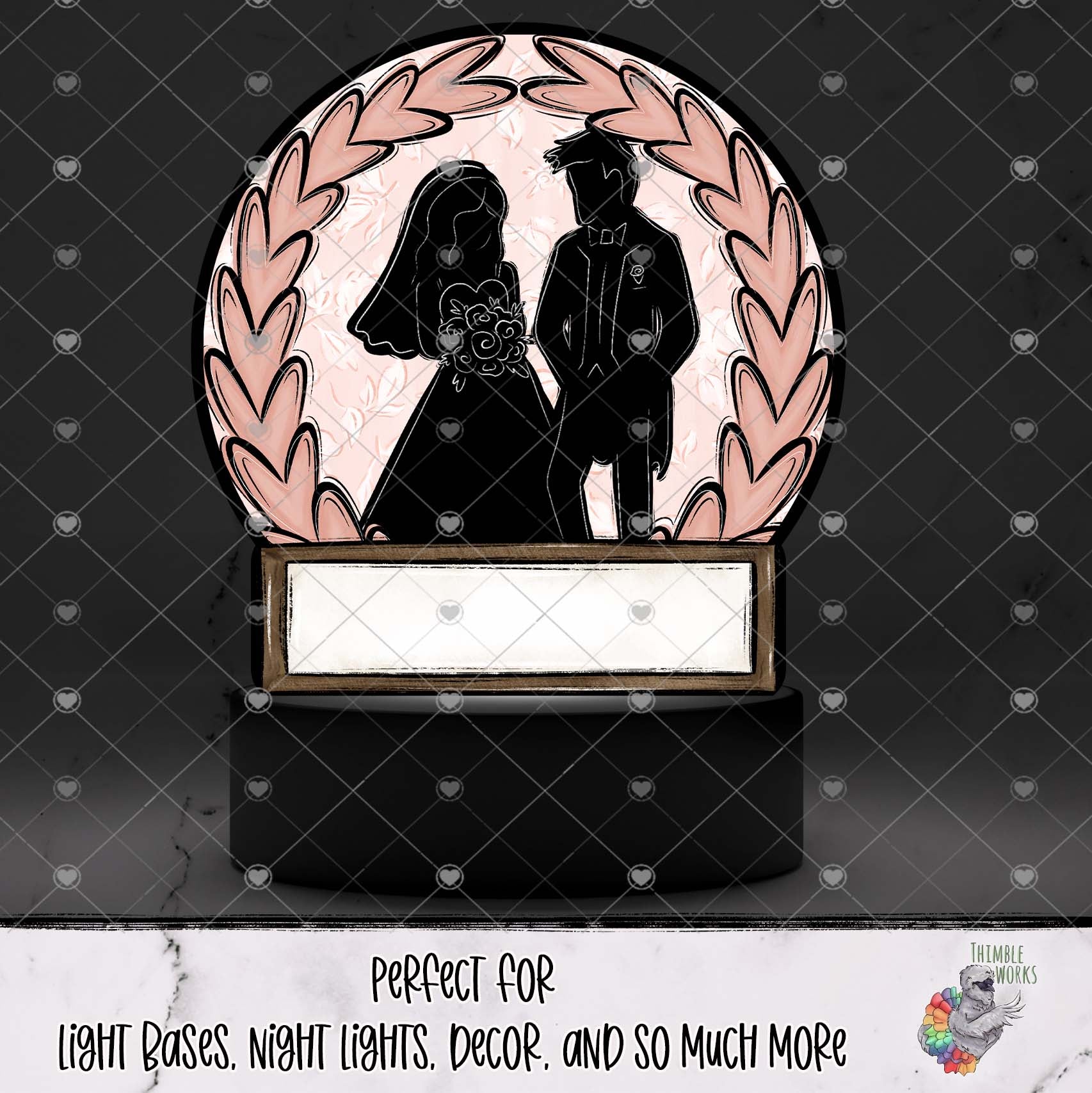 Pink Just Married Light Base Design