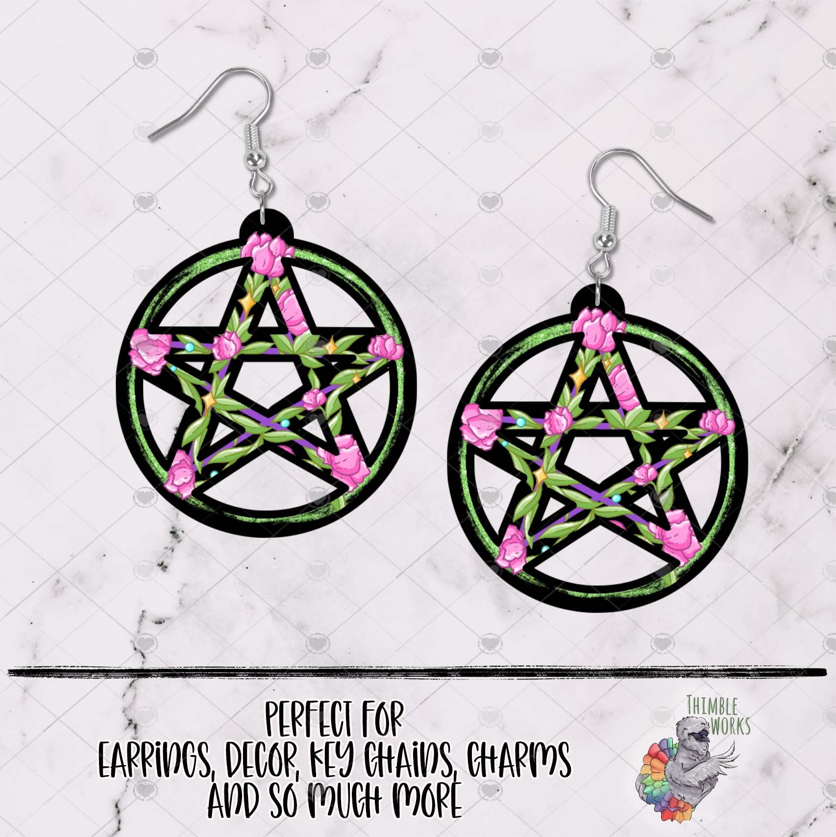 Rose Witch Pentagram Sublimation Design