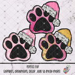 Load image into Gallery viewer, Pink Dog Paw with Santa Hat Design Bundle
