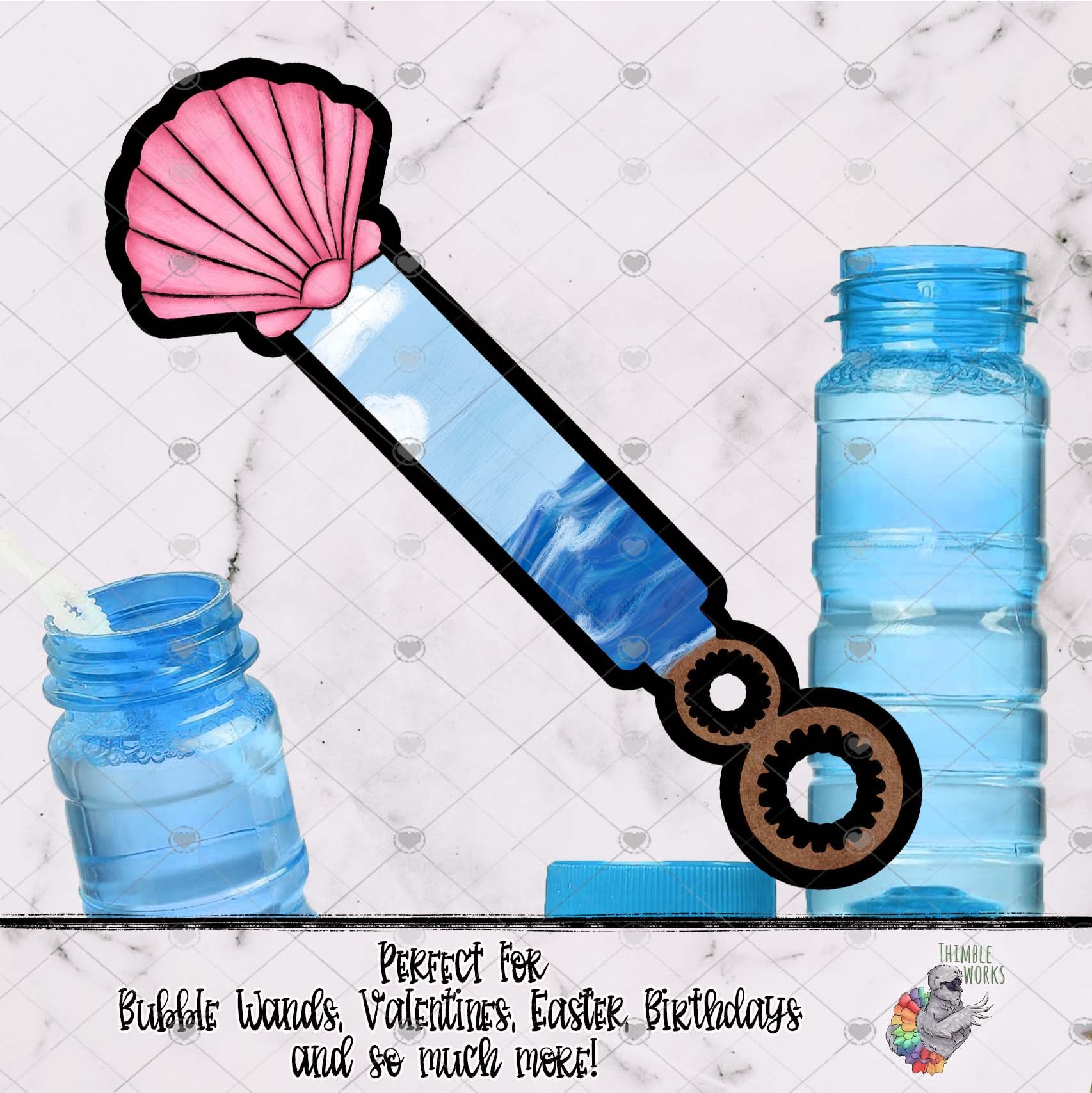 Beach Pink Seashell Bubble Wand Design