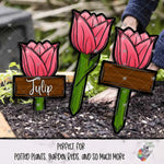 Load image into Gallery viewer, Pink Tulip Garden Stake Design Bundle
