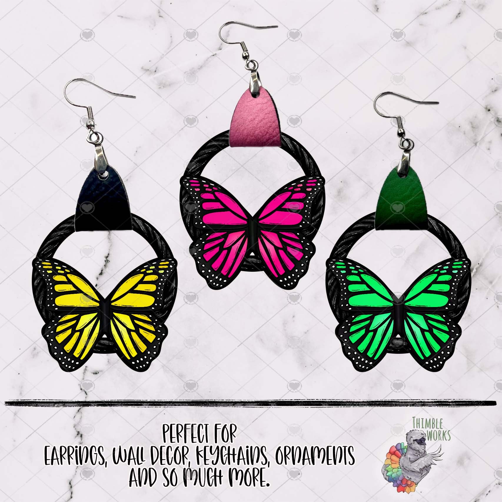 Monarch Butterfly Leather Earring Design Bundle 1