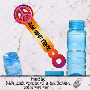 Orange and Pink Peace Sign Bubble Wand Design
