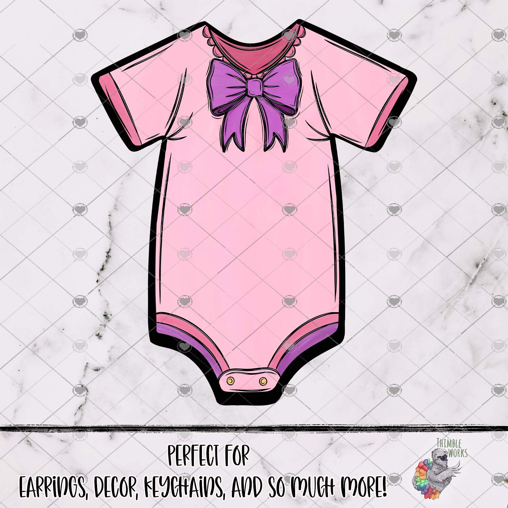Pink and Purple Bow Baby Bodysuit Design