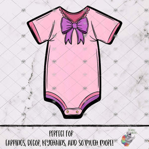 Pink and Purple Bow Baby Bodysuit Design
