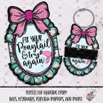 Load image into Gallery viewer, Fix Your Ponytail Scalloped Oval with Bow Hair Tie Holder Design
