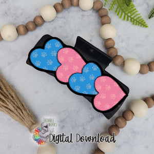 Pet Paws Heart Hair Clip Sublimation Design