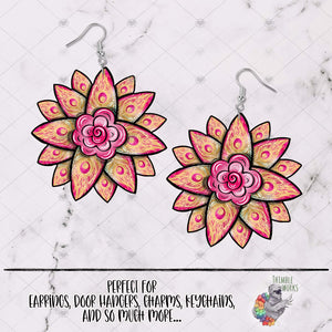 Pink and Gold Peacock Sunflower Sublimation Design