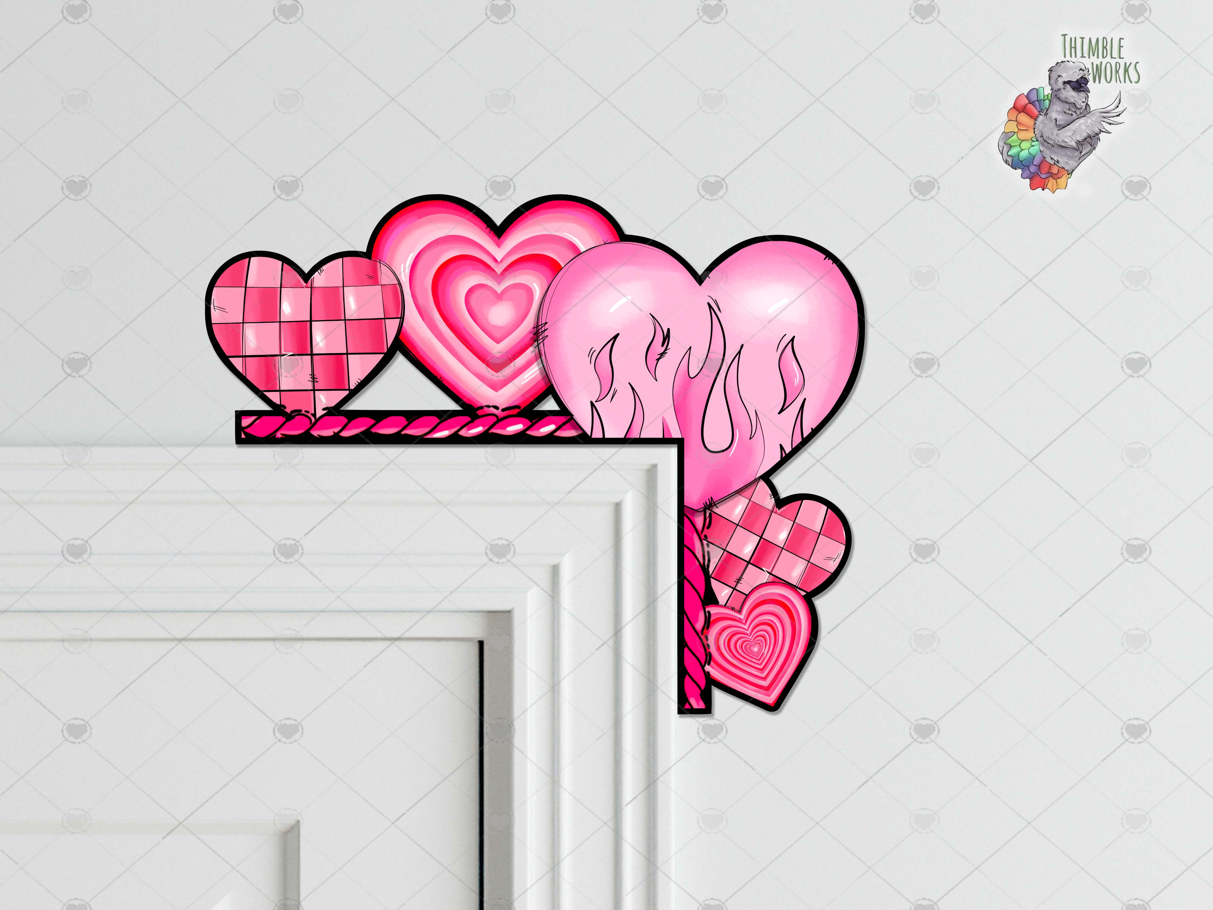 Pink Heart Over the Door Sitter Sublimation Design