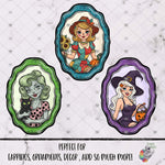 Load image into Gallery viewer, Halloween Pinup Girl Oval Frame Design Bundle
