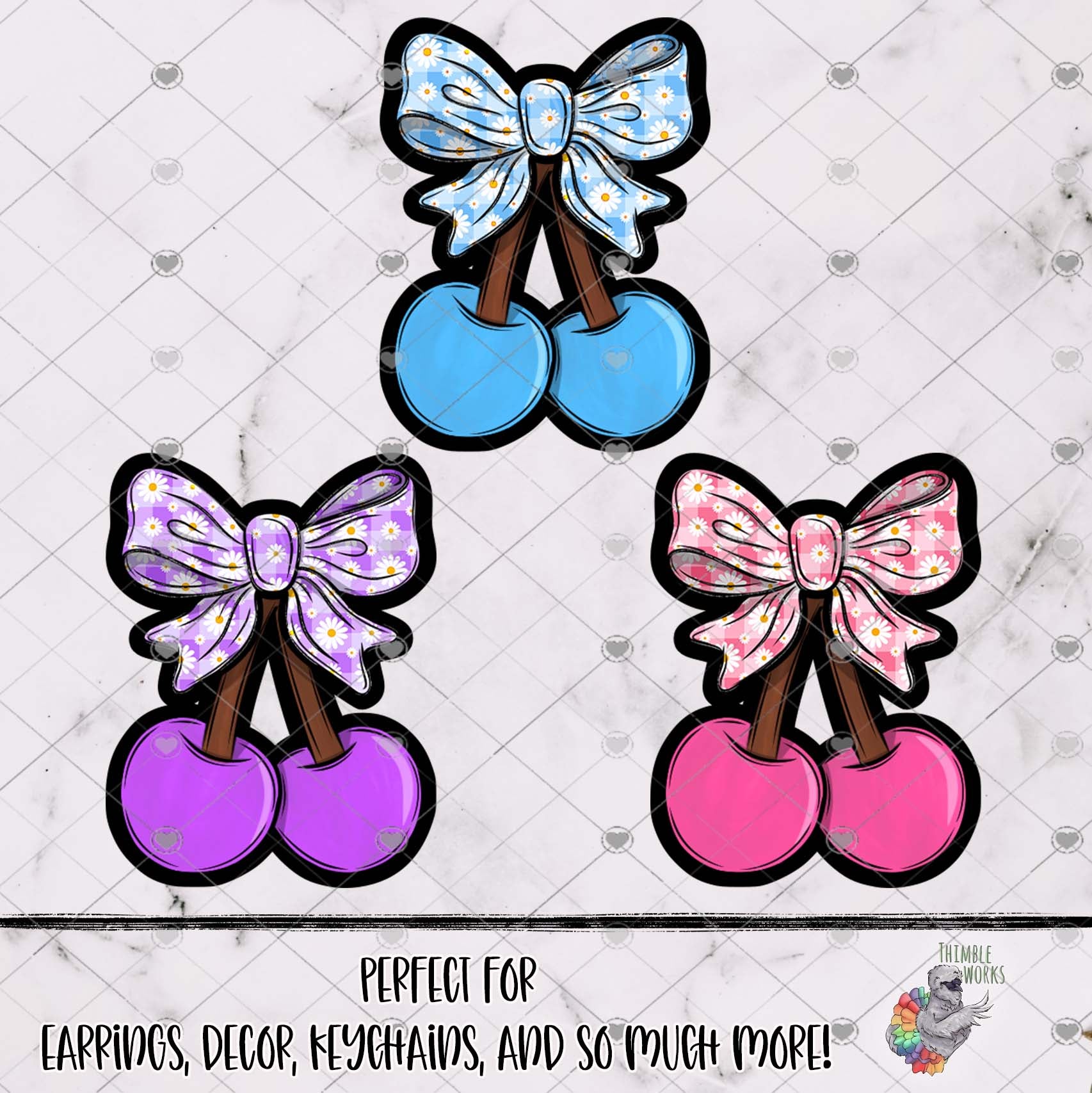 Plaid Daisy Cherries with Bow Design