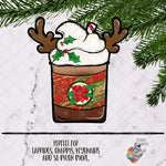 Load image into Gallery viewer, Poinsette Reindeer Coffee Sublimation Design
