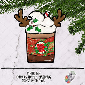 Poinsette Reindeer Coffee Sublimation Design