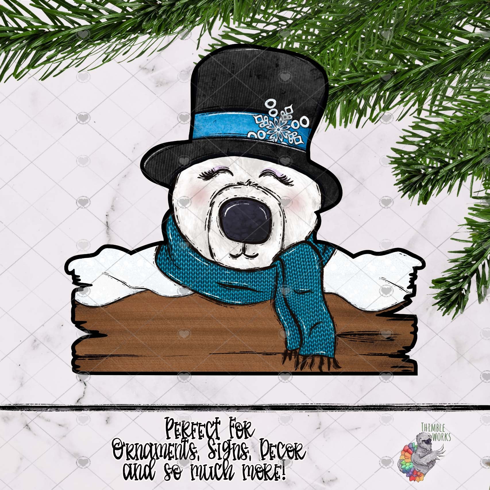 Polar Bear Snowman Sign Design