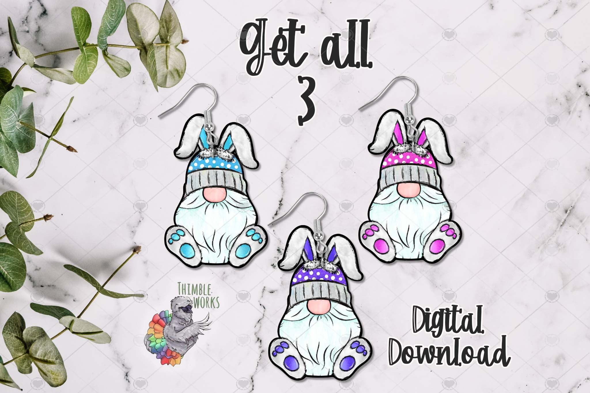 Polka Dot Bunny Gnome Design Bundle