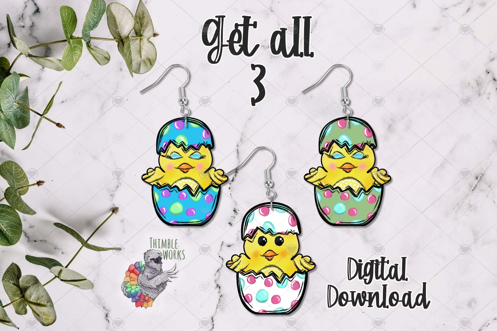 Chick in Polka dot Egg Design Bundle