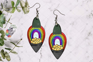 St. Patrick's Day Teardrop Leather Earring Design