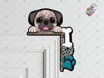 Load image into Gallery viewer, Pug Peeking Corner Sitter Design
