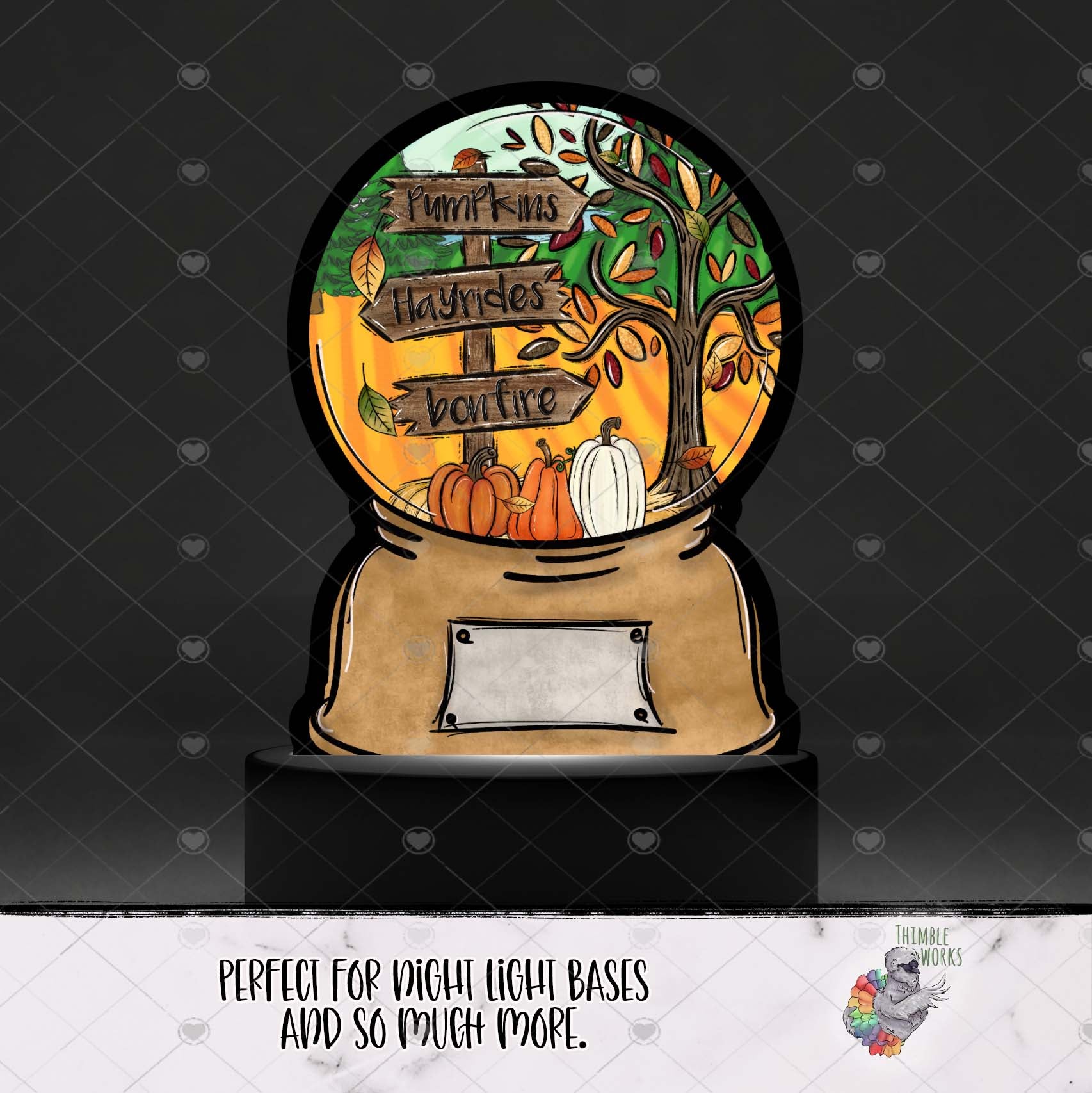 Pumpkin Patch Snow Globe Light Base Design