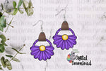 Load image into Gallery viewer, Purple Aster Flower Leather Earring Sublimation Design
