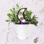 Load image into Gallery viewer, Purple Boho Moon Garden Stake Design
