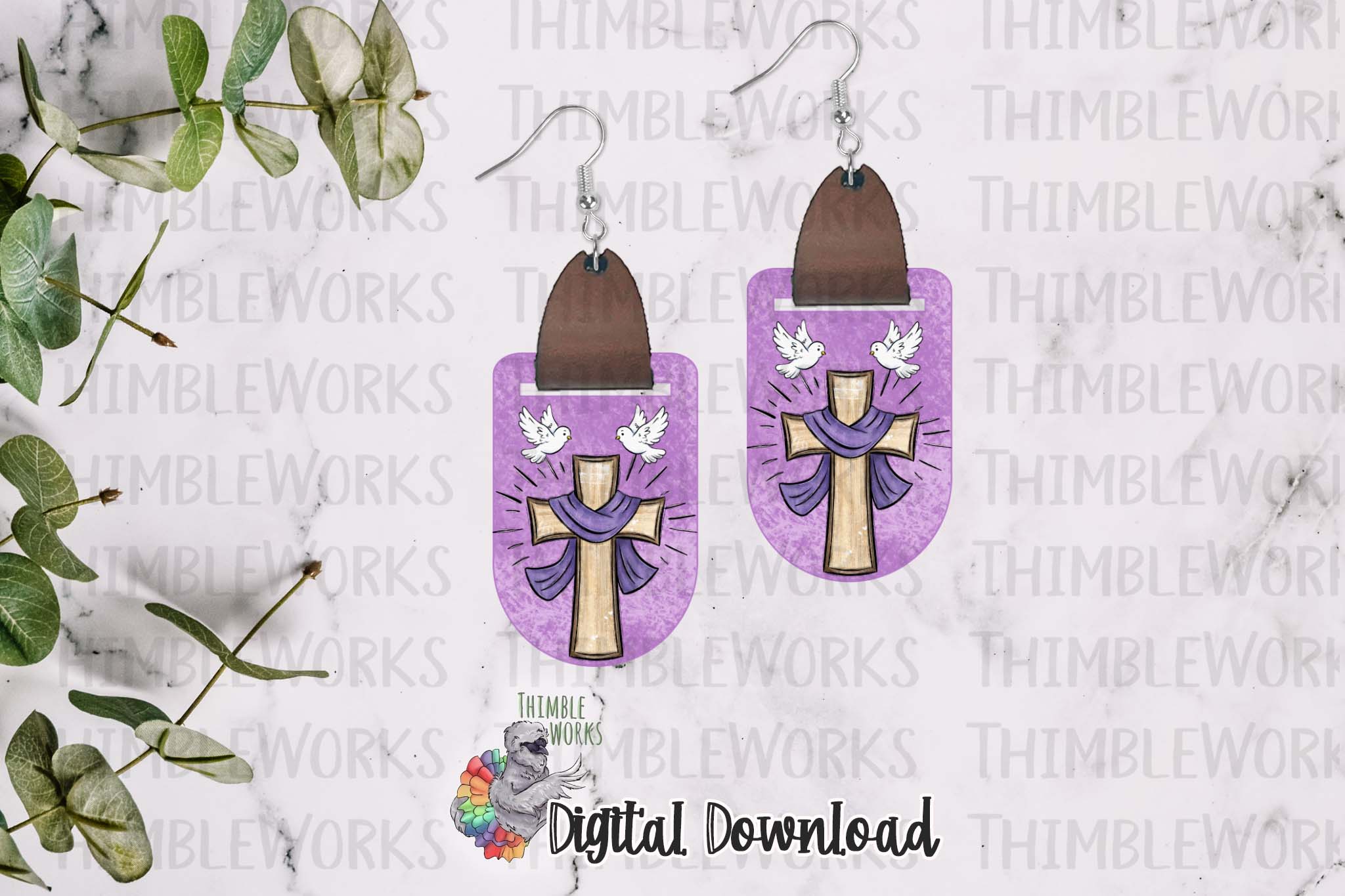 Easter Long Oval Leather Earring Sublimation Design