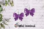 Load image into Gallery viewer, Glitter Purple Bow Sublimation Design
