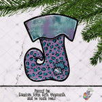 Load image into Gallery viewer, Purple and Blue Leopard Elf Stocking Design
