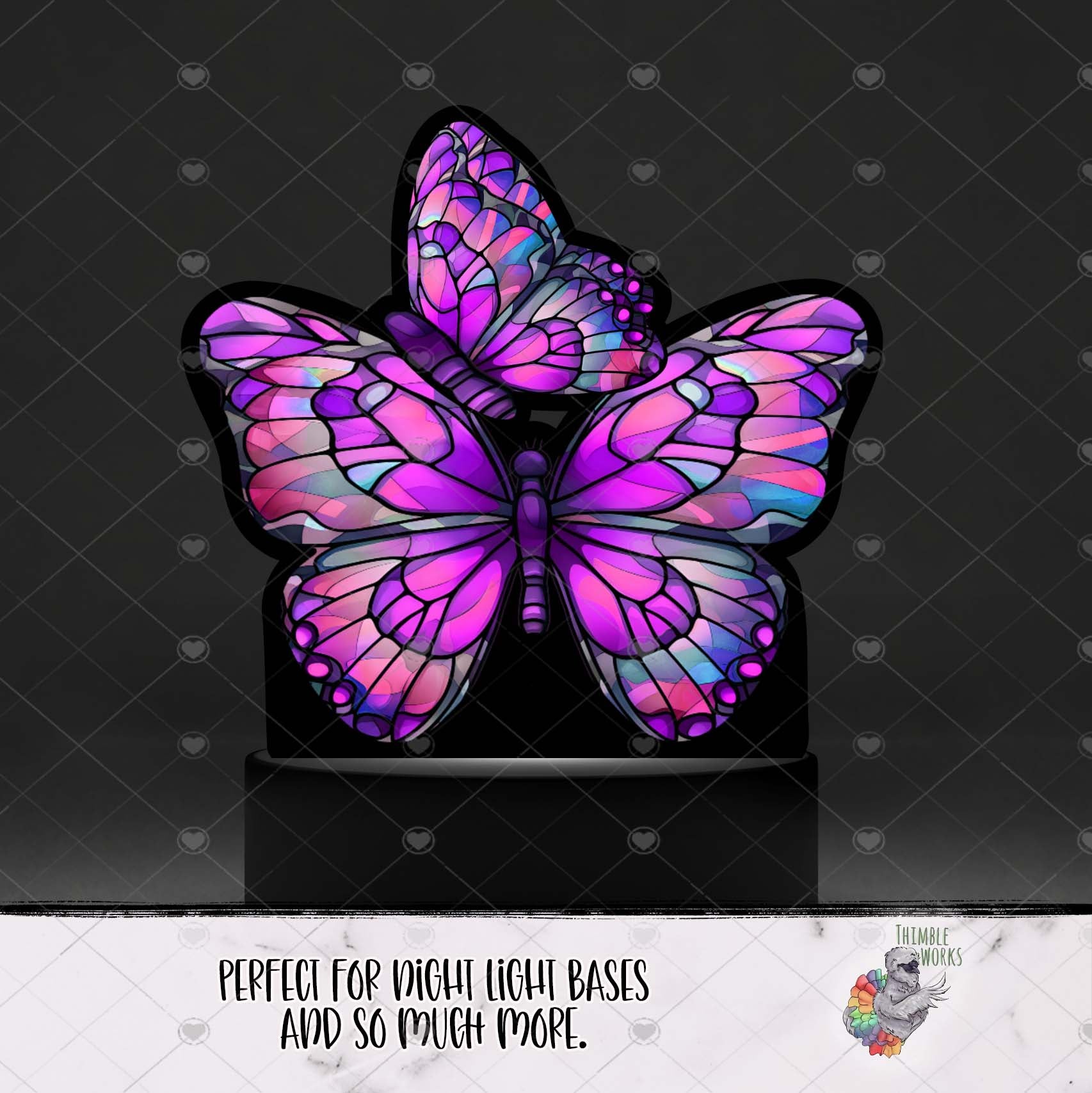 Purple Stained Glass Butterfly Light Base Design