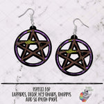 Load image into Gallery viewer, Purple Stick Witch Pentagram Sublimation Design
