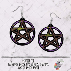 Purple Stick Witch Pentagram Sublimation Design