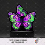 Load image into Gallery viewer, Purple and Green Stained Glass Butterfly Light Base Design
