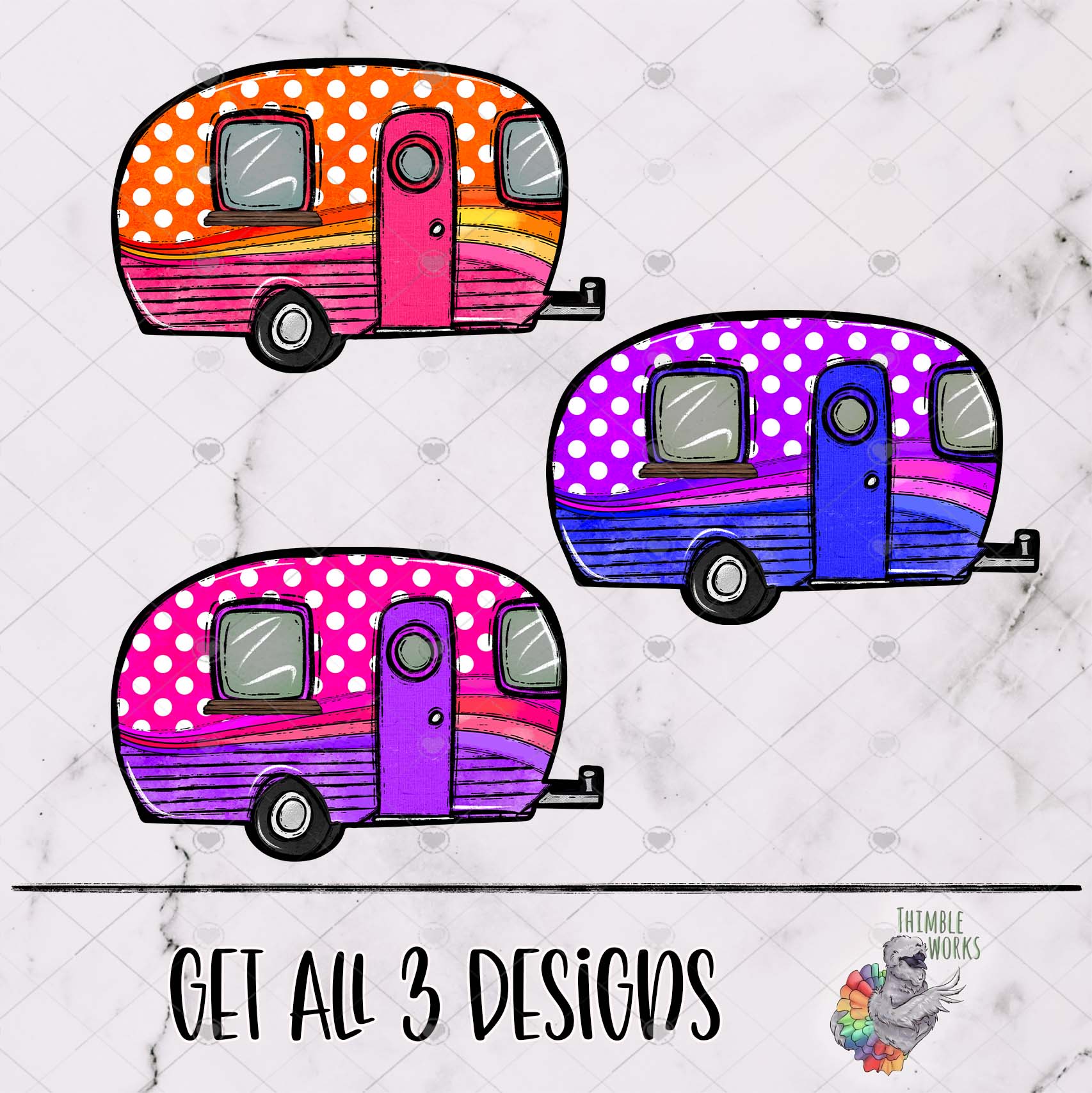 Bright Polka Dot Camper Design Bundle