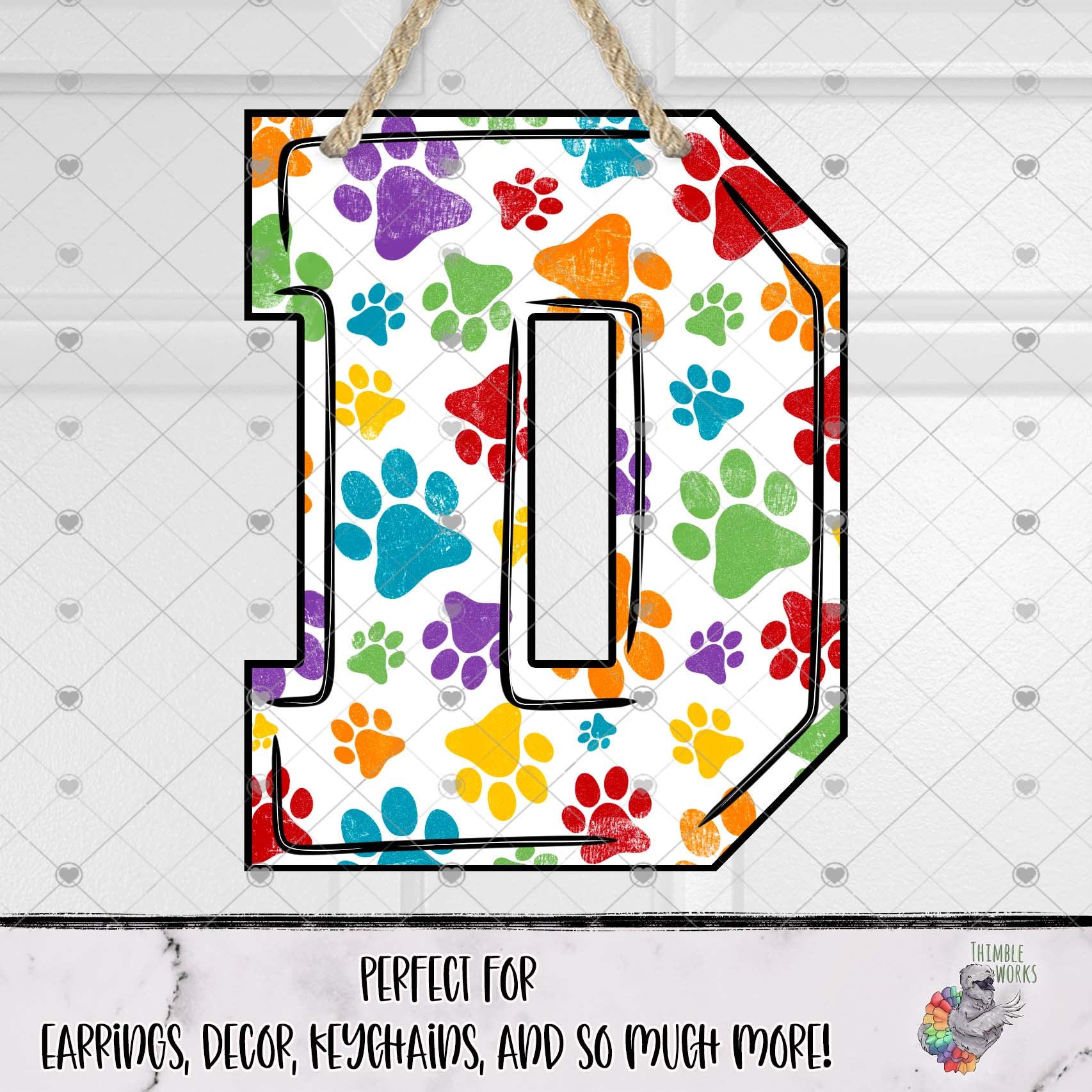 Rainbow Dog Paw Letter D Design